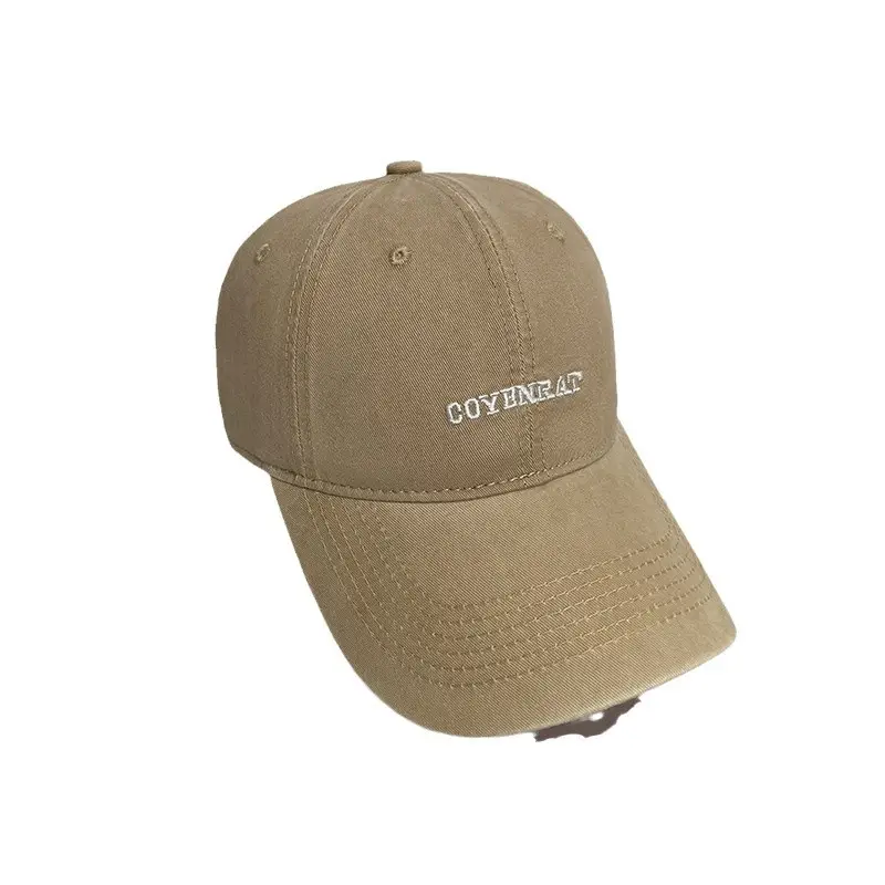 Beige Embroidered Baseball Cap for Women & Men