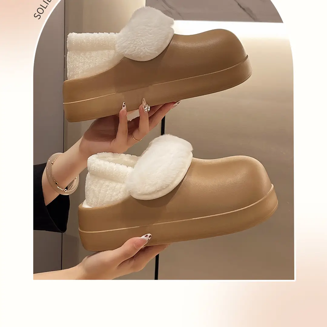 6CM thick-soled Birkenan shoes women's waterproof removable and washable cotton slippers winter non-slip outer wear warm home bread month — feature 12