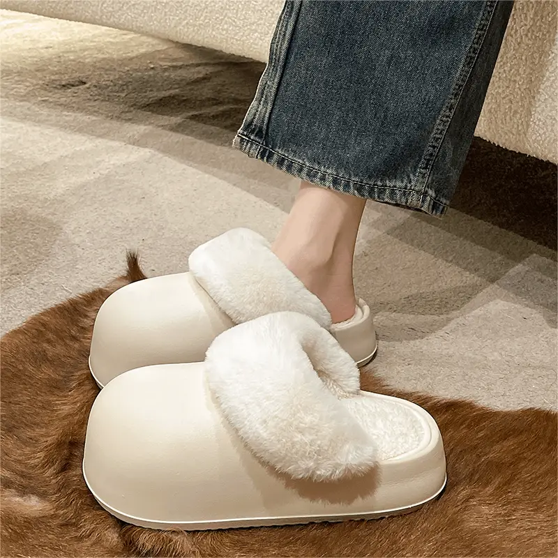 6CM thick-soled Birkenan shoes women's waterproof removable and washable cotton slippers winter non-slip outer wear warm home bread month - Image 2