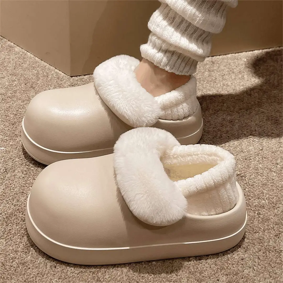 6CM thick-soled Birkenan shoes women's waterproof removable and washable cotton slippers winter non-slip outer wear warm home bread month - Image 7