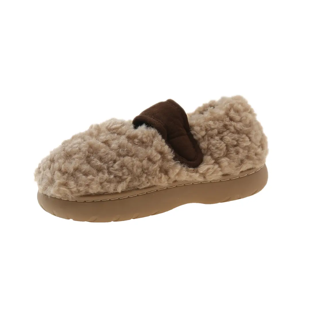 Retro Style Plush Cotton Shoes Women's Winter Outer Wear Non-slip fleece-lined Warm Mao Shoes Thick Sole Contrast Color Bag Heel Cotton Slippers - Image 9
