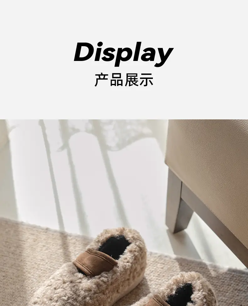 Retro Style Plush Cotton Shoes Women's Winter Outer Wear Non-slip fleece-lined Warm Mao Shoes Thick Sole Contrast Color Bag Heel Cotton Slippers — feature 11