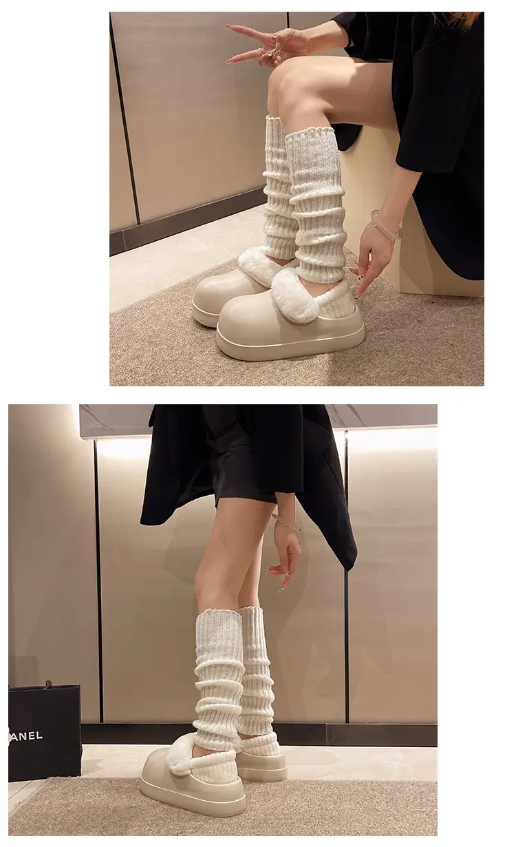 Thick-soled waterproof detachable and washable cotton slippers for winter non-slip outer wear warm home bread moon shoes Birkan shoes for women — feature 22