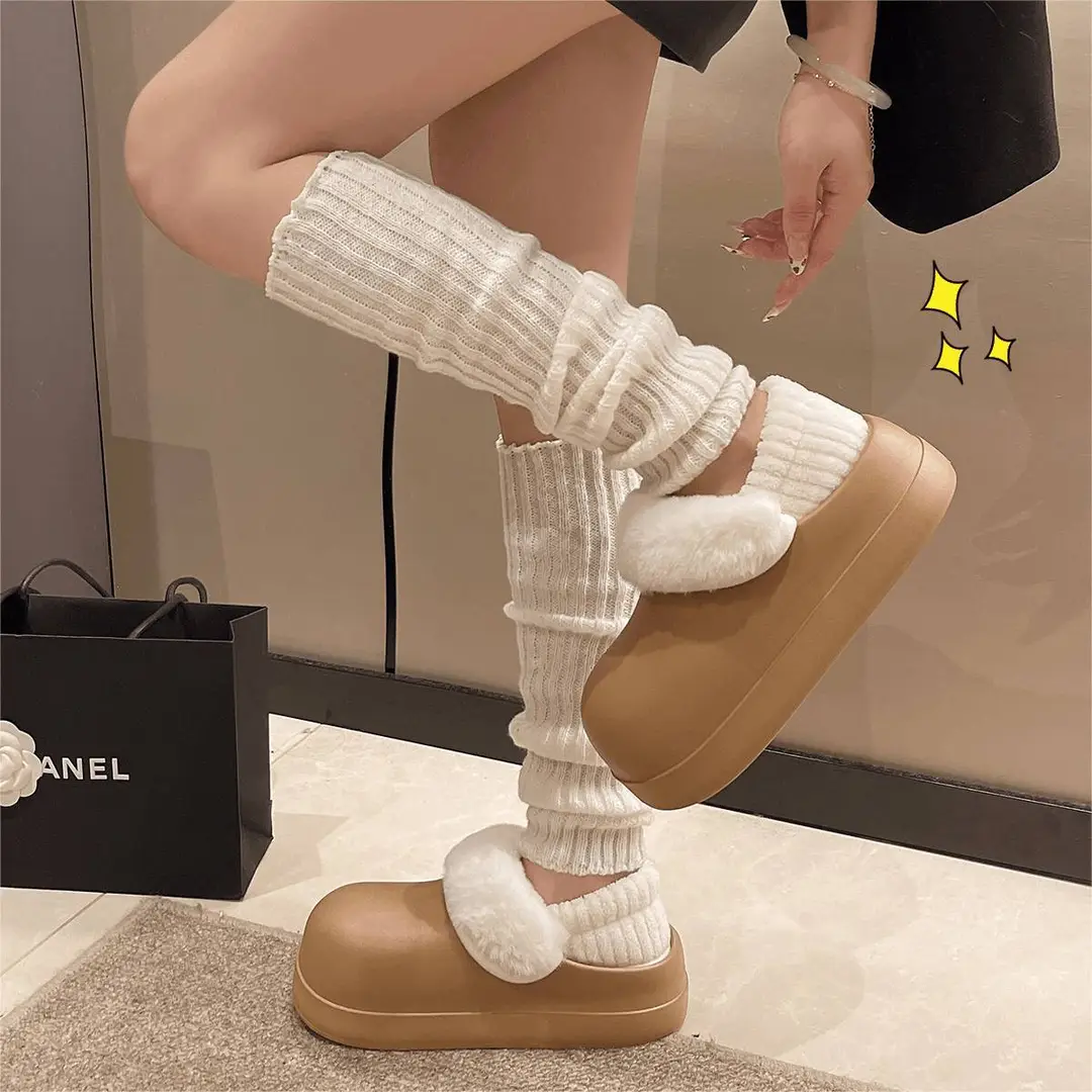 Thick-soled waterproof detachable and washable cotton slippers for winter non-slip outer wear warm home bread moon shoes Birkan shoes for women - Image 6