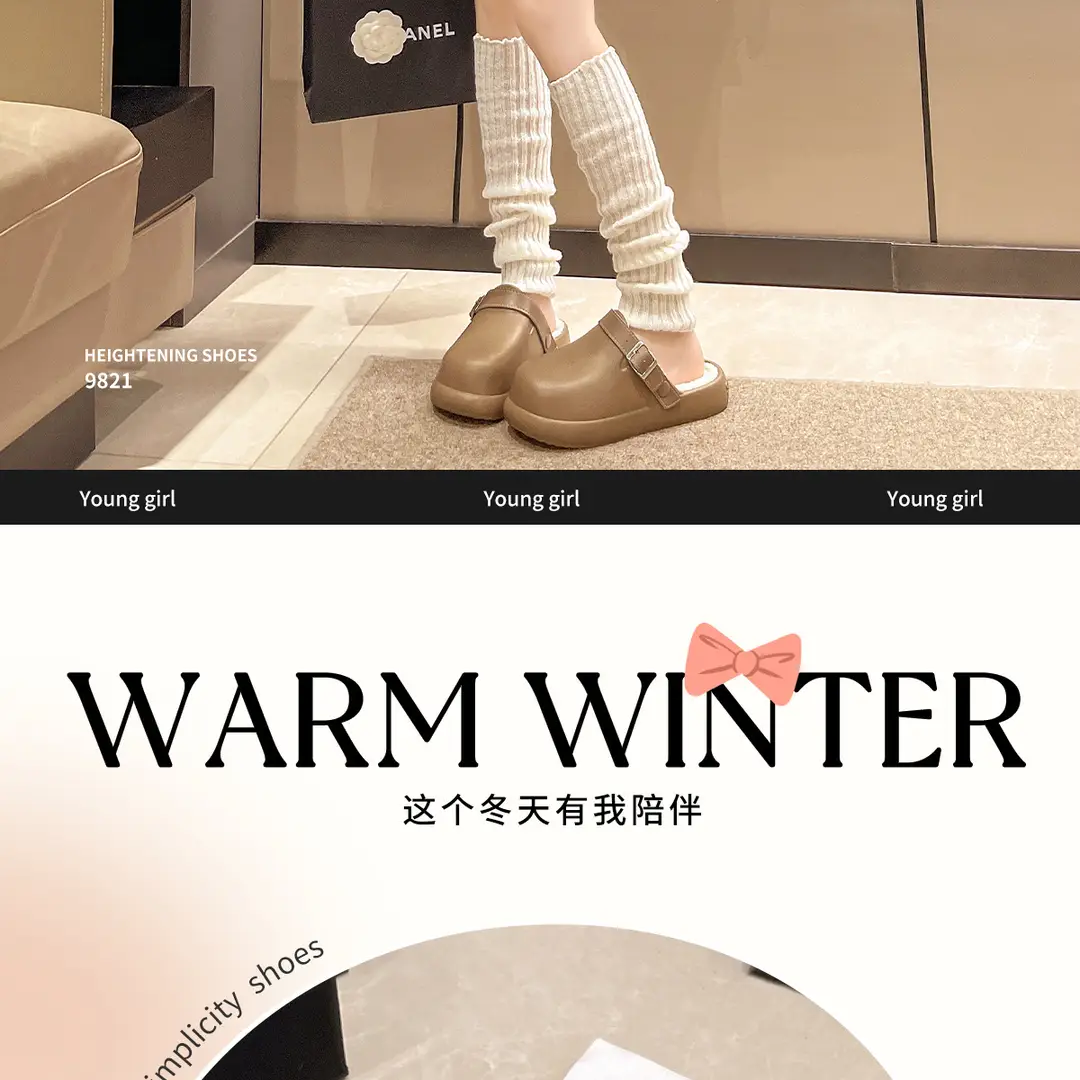 Waterproof Birkenstock Shoes for Women 2026 Autumn and Winter New Style Slip-On Women's Shoes Winter Fleece-Lined Thick-Soled Closed-Toe Birkenstock Half Slippers — feature 2