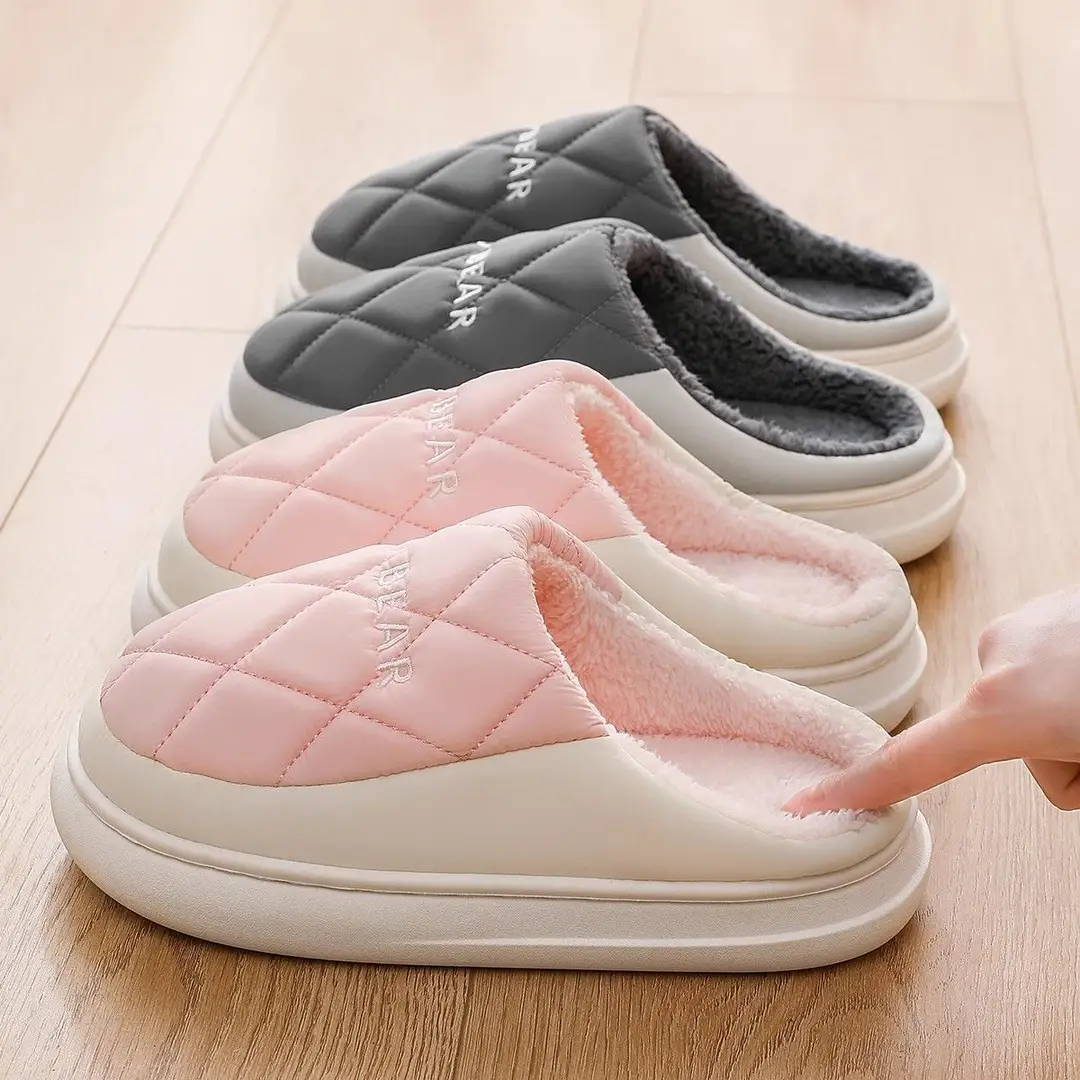 Autumn and winter new lightweight home cotton slippers women's indoor men's waterproof slippers women's thick-soled household cotton slippers men's wholesale - Image 6
