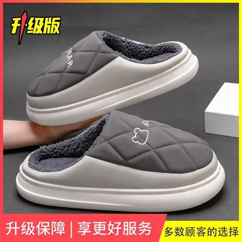 Autumn and winter new lightweight home cotton slippers women's indoor men's waterproof slippers women's thick-soled household cotton slippers men's wholesale - Image 4