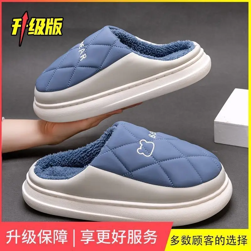 Autumn and winter new lightweight home cotton slippers women's indoor men's waterproof slippers women's thick-soled household cotton slippers men's wholesale - Image 5