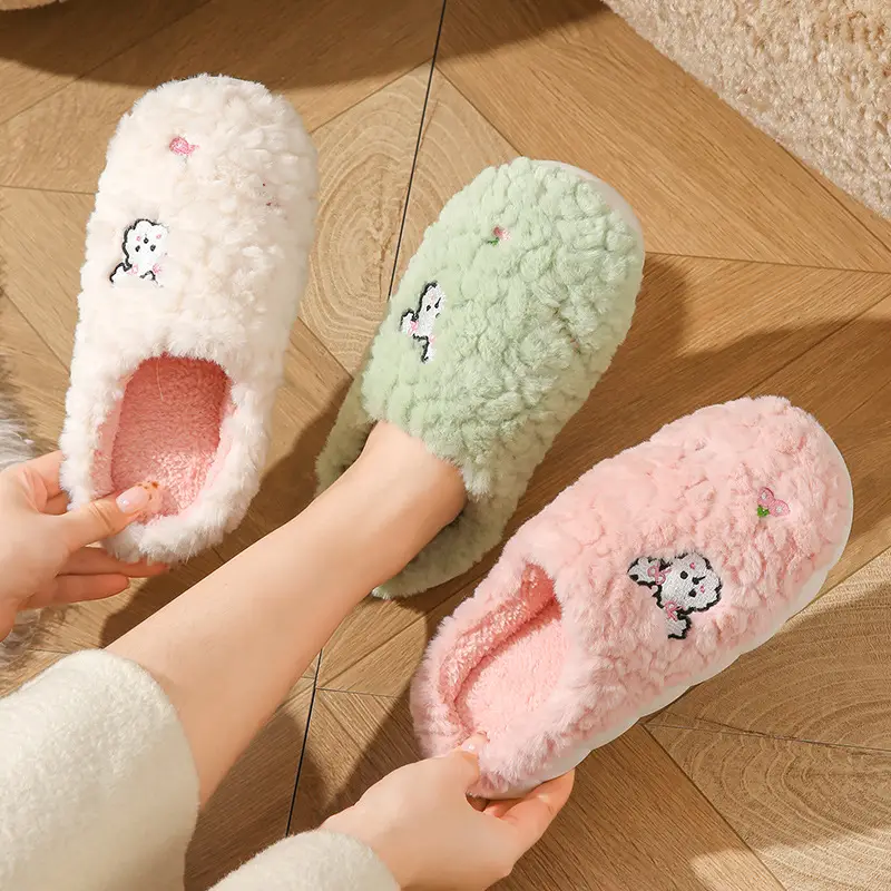Cotton Slippers Women's Winter Indoor Household Fur Plush Dung-feeling Non-slip Warm Household Soft Bottom Cotton Slippers Men's Winter - Image 8