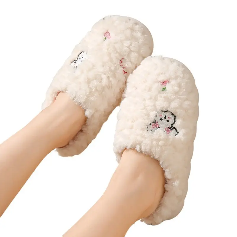 Cotton Slippers Women's Winter Indoor Household Fur Plush Dung-feeling Non-slip Warm Household Soft Bottom Cotton Slippers Men's Winter - Image 9