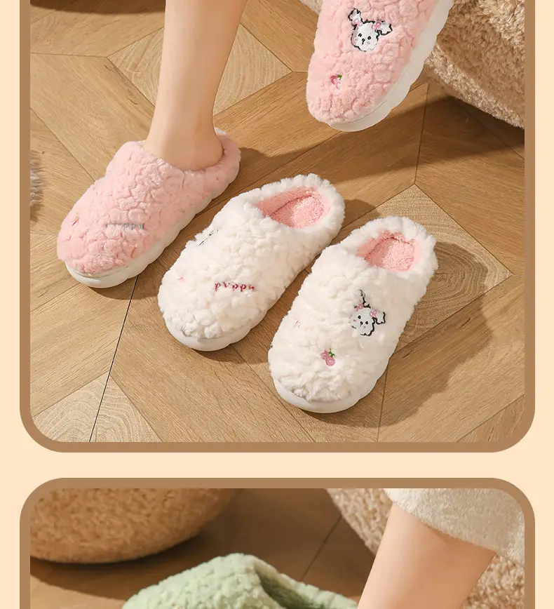 Cotton Slippers Women's Winter Indoor Household Fur Plush Dung-feeling Non-slip Warm Household Soft Bottom Cotton Slippers Men's Winter — feature 12