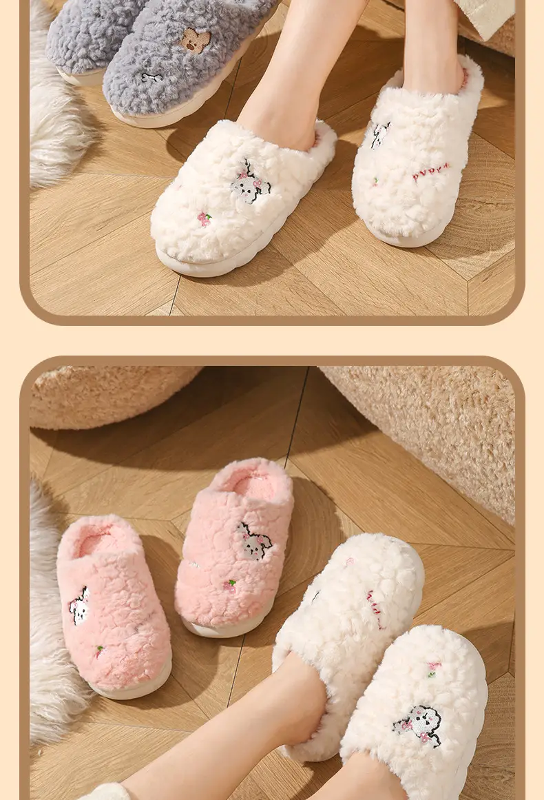 Cotton Slippers Women's Winter Indoor Household Fur Plush Dung-feeling Non-slip Warm Household Soft Bottom Cotton Slippers Men's Winter — feature 14