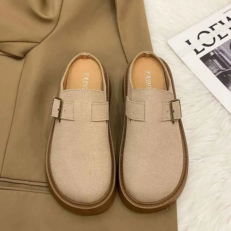 Vintage Brown Buckle Slip-on Shoes for Women 2024 - Image 5
