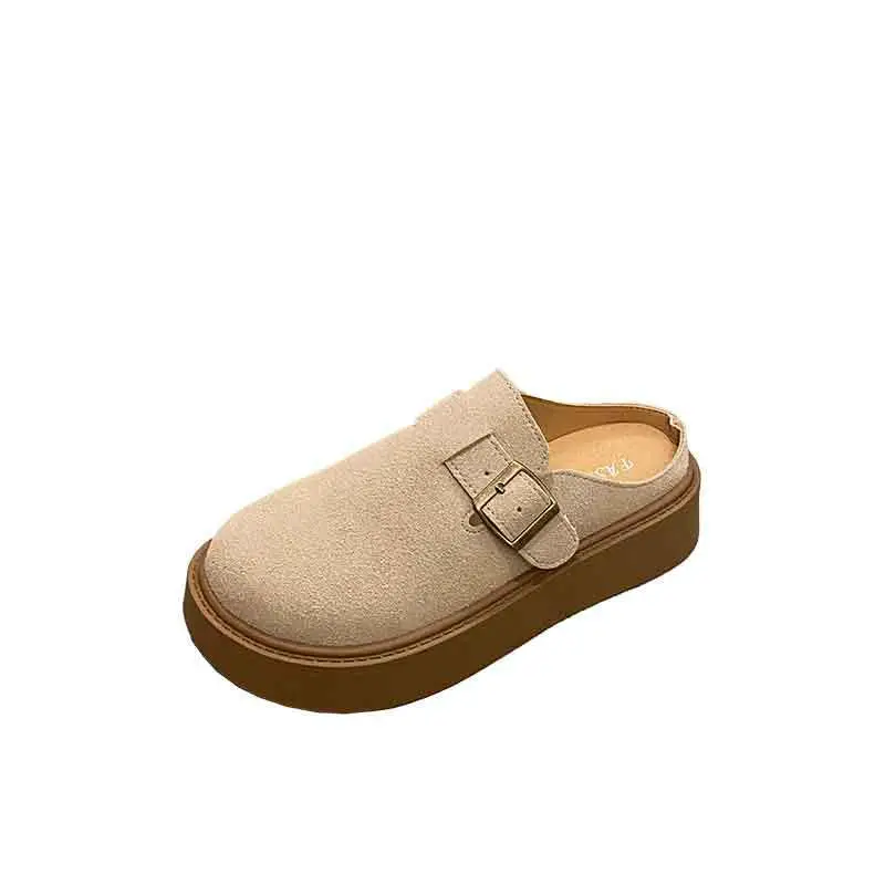 Vintage Brown Buckle Slip-on Shoes for Women 2024 - Image 8