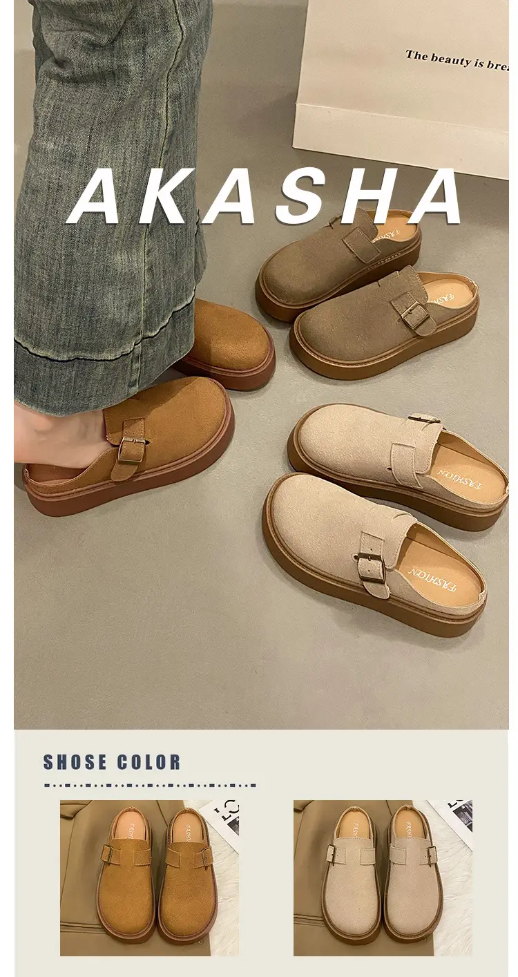 Vintage Brown Buckle Slip-on Shoes for Women 2024 — feature 1