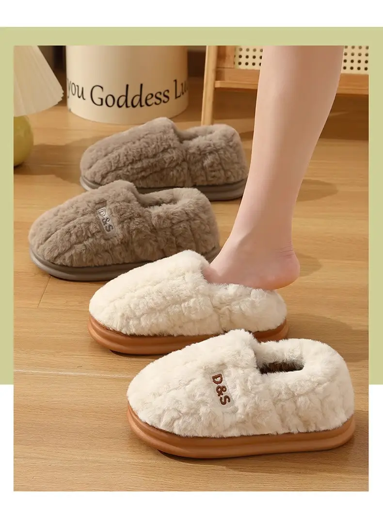 Cotton-wrapped Slippers for Men and Women Couple Home Indoor Korean-style Warm Thick-soled Non-slip Men's Maomao Slippers Winter — feature 13
