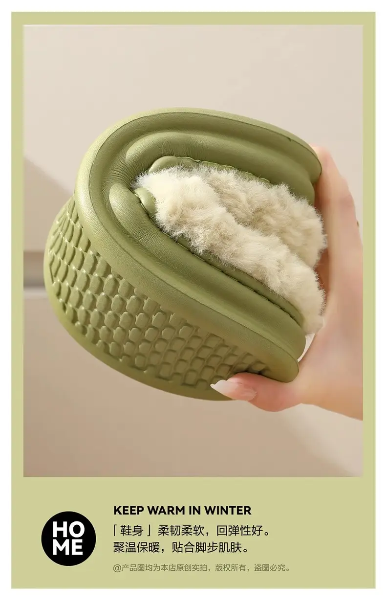 Cotton-wrapped Slippers for Men and Women Couple Home Indoor Korean-style Warm Thick-soled Non-slip Men's Maomao Slippers Winter — feature 7