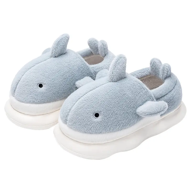 Whale Cotton Slippers Women's Indoor Home Winter Non-slip Warm Bag with Soft Bottom fleece-lined Thick Cotton Slippers for Women - Image 7