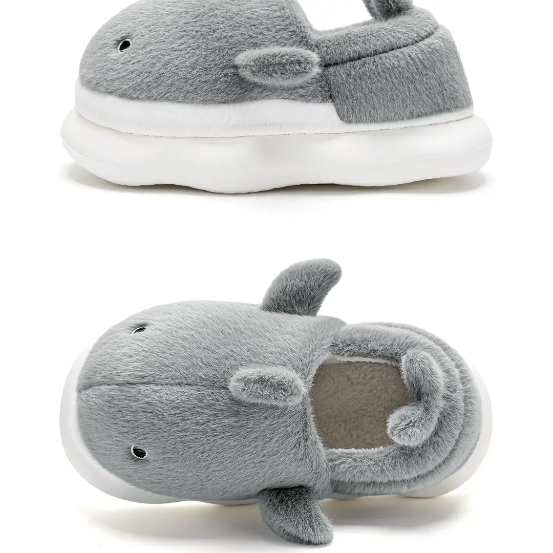 Whale Cotton Slippers Women's Indoor Home Winter Non-slip Warm Bag with Soft Bottom fleece-lined Thick Cotton Slippers for Women — feature 21