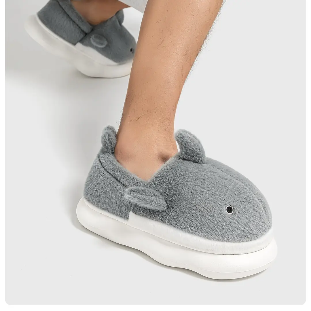 Whale Cotton Slippers Women's Indoor Home Winter Non-slip Warm Bag with Soft Bottom fleece-lined Thick Cotton Slippers for Women — feature 4