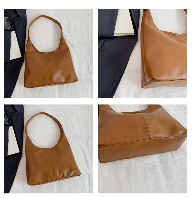 Brown Leather Shoulder Bag & Zipper Pouch Set — feature 10