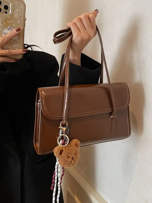 Black Retro Textured Shoulder Bag for Women 2025 - Image 7