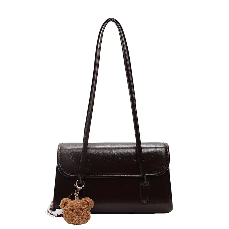 Black Retro Textured Shoulder Bag for Women 2025 - Image 3