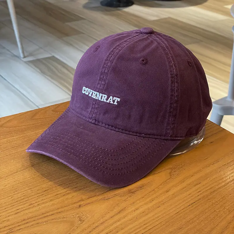Women's Grey Wash Cotton Baseball Cap with Embroidered Letter - Image 9