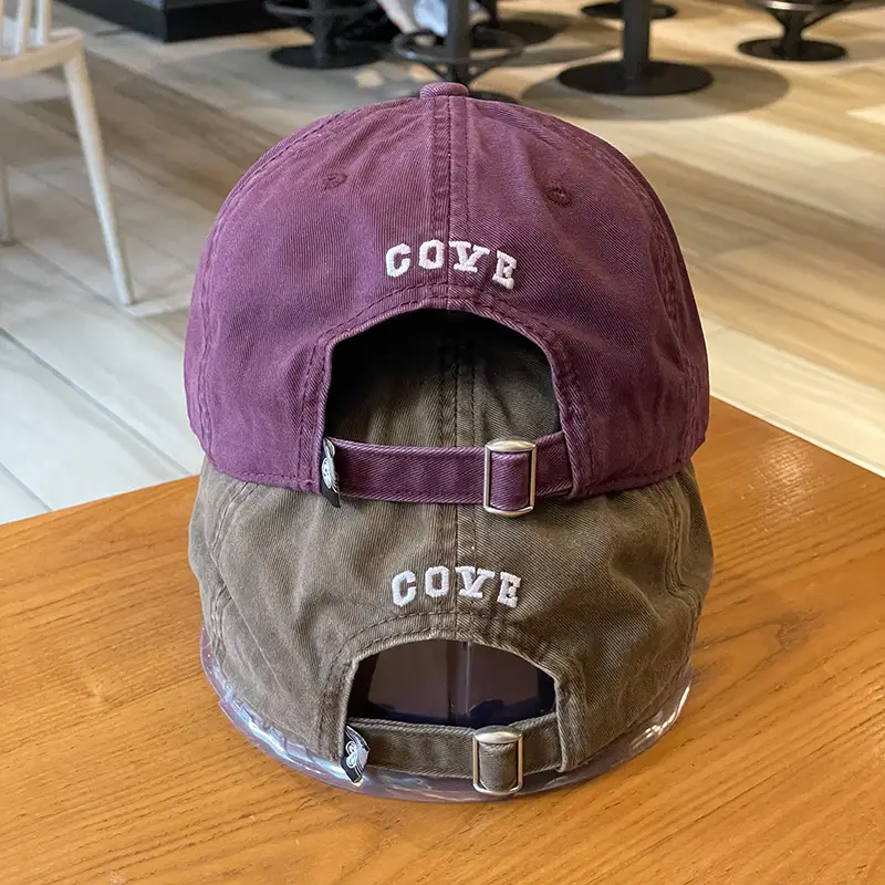 Women's Grey Wash Cotton Baseball Cap with Embroidered Letter - Image 11