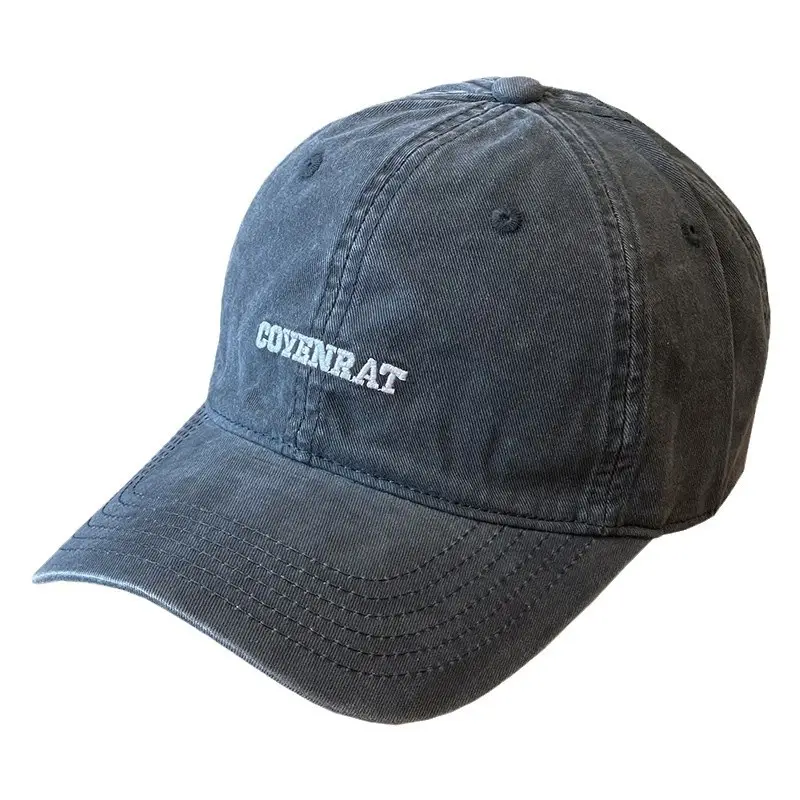 Women's Grey Wash Cotton Baseball Cap with Embroidered Letter - Image 12