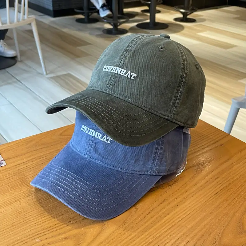 Women's Grey Wash Cotton Baseball Cap with Embroidered Letter — feature 11