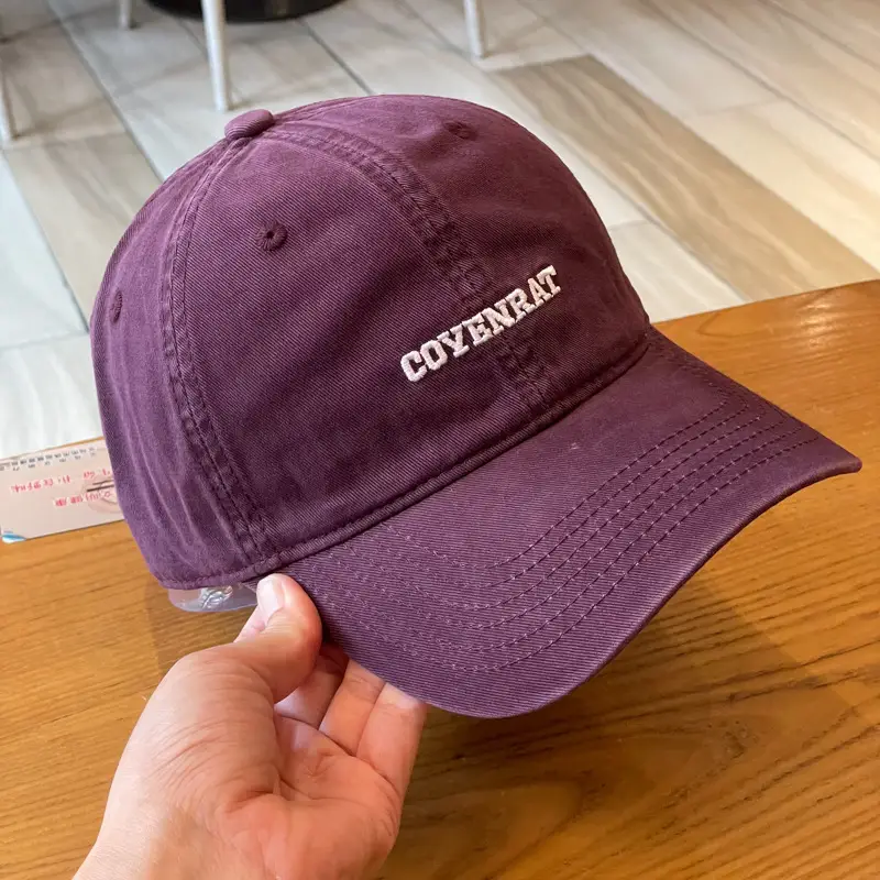 Women's Grey Wash Cotton Baseball Cap with Embroidered Letter — feature 14