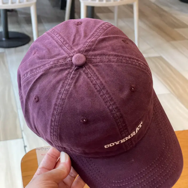 Women's Grey Wash Cotton Baseball Cap with Embroidered Letter — feature 16