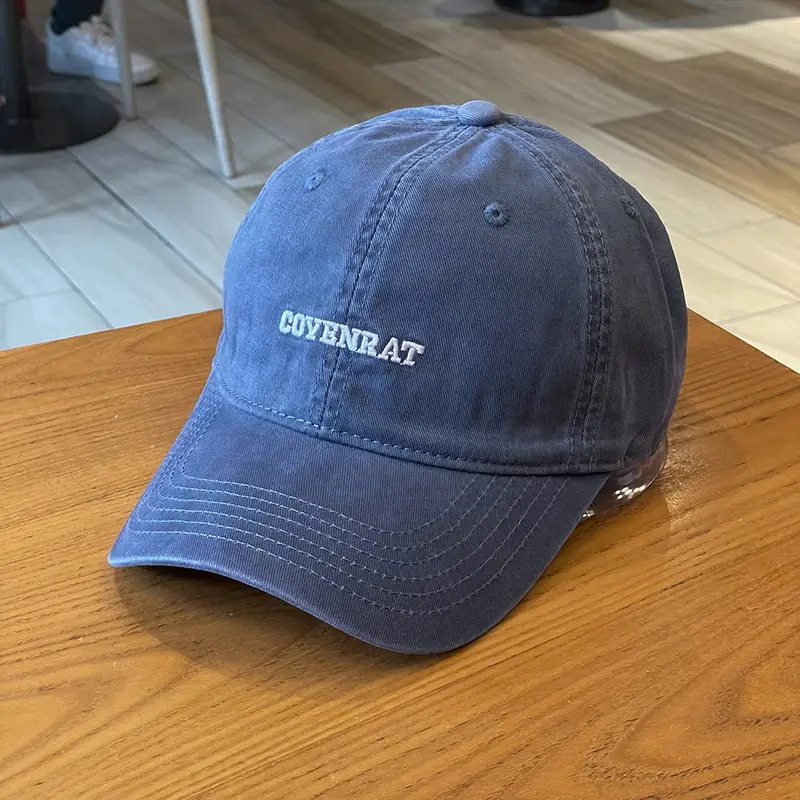 Women's Grey Wash Cotton Baseball Cap with Embroidered Letter — feature 23