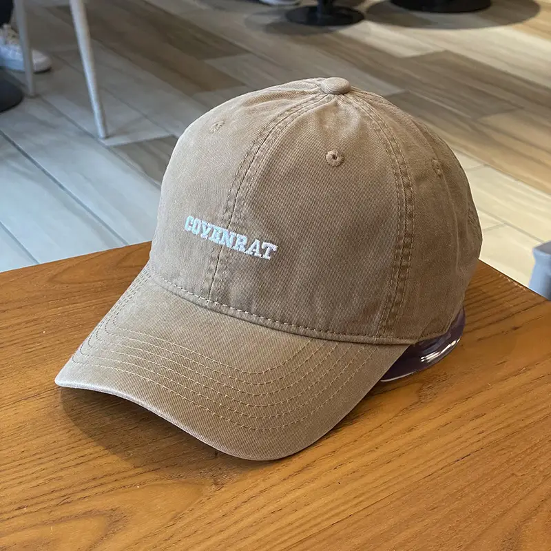 Women's Grey Wash Cotton Baseball Cap with Embroidered Letter — feature 25