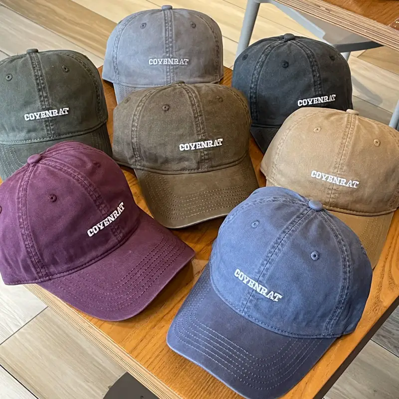 Women's Grey Wash Cotton Baseball Cap with Embroidered Letter — feature 8