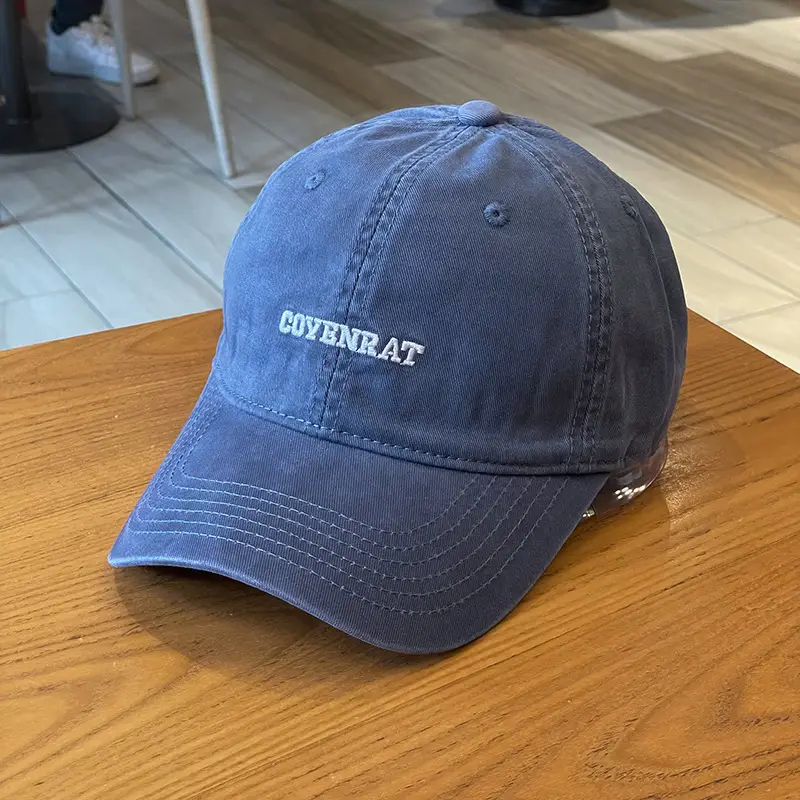 Women's Grey Wash Cotton Baseball Cap with Embroidered Letter - Image 5