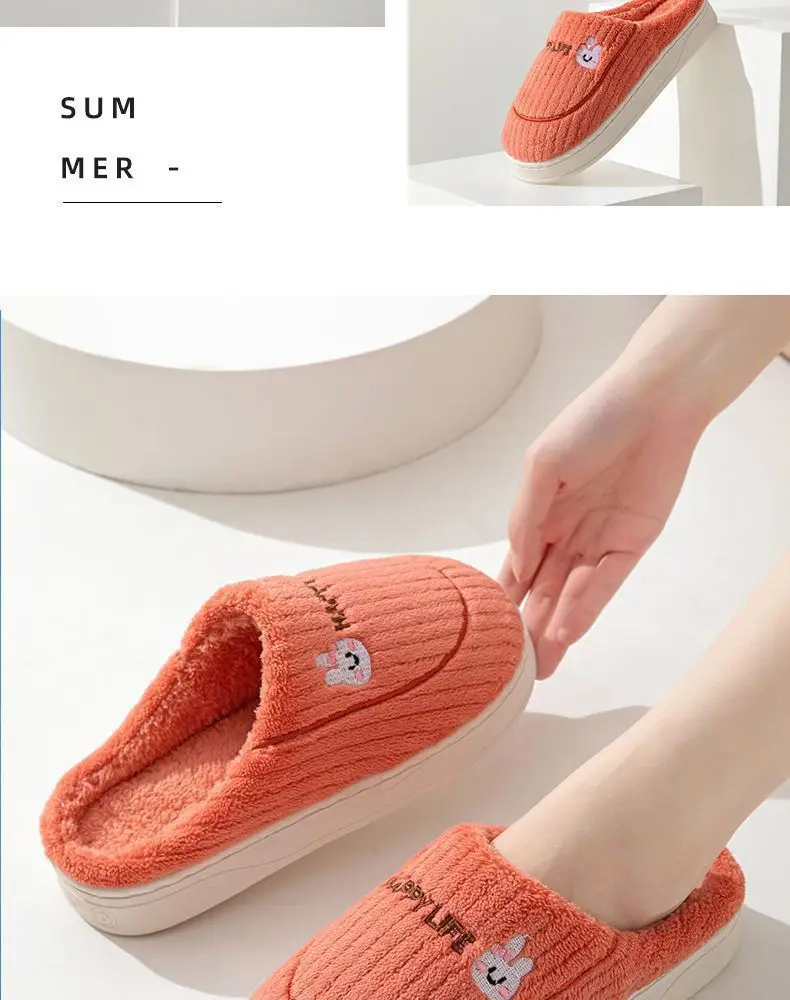 New cotton slippers women's home indoor warm non-slip cotton mop shit feeling thick bottom moon shoes Mao Mao slippers wholesale — feature 20