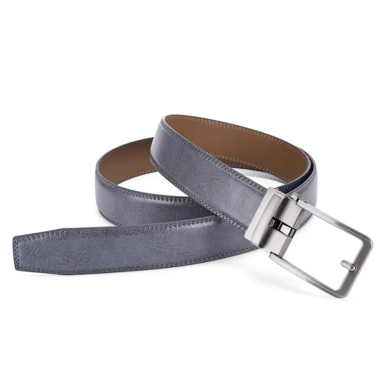 Men's Black Leather Belt with Silver Buckle 3.5" - Image 5