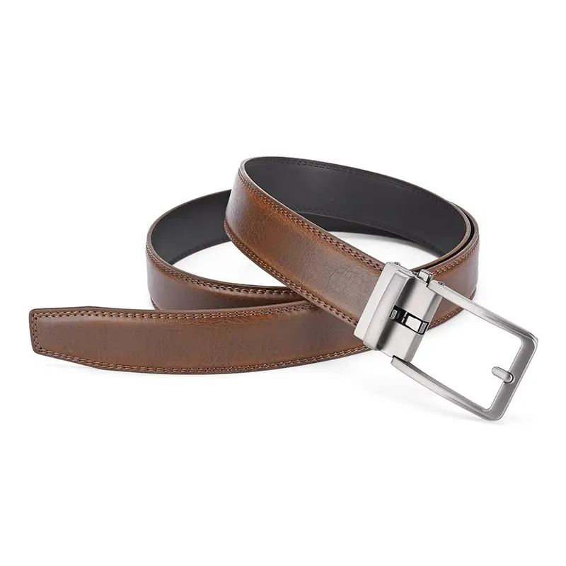 Men's Black Leather Belt with Silver Buckle 3.5" - Image 6