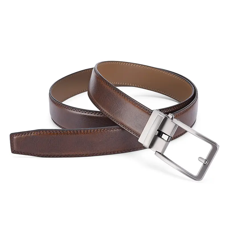 Men's Black Leather Belt with Silver Buckle 3.5" - Image 7