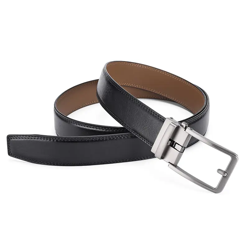 Men's Black Leather Belt with Silver Buckle 3.5" - Image 8