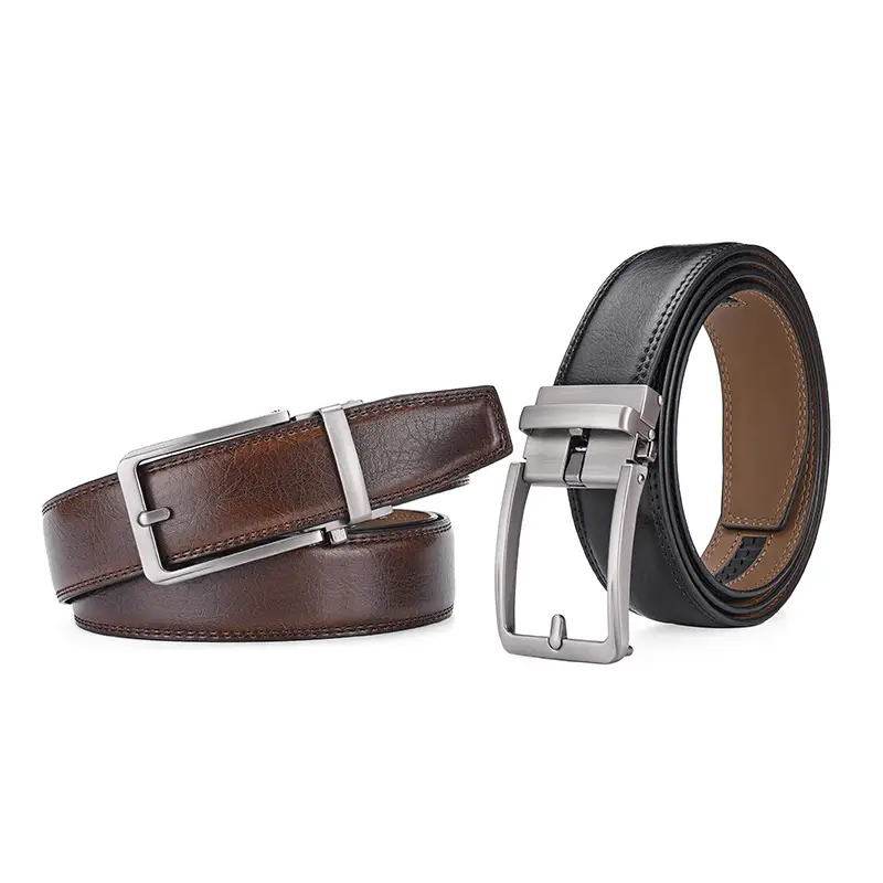 Men's Black Leather Belt with Silver Buckle 3.5" - Image 9