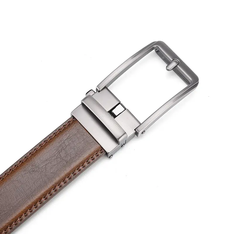 Men's Black Leather Belt with Silver Buckle 3.5" — feature 13