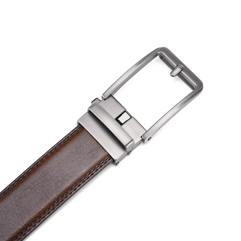 Men's Black Leather Belt with Silver Buckle 3.5" — feature 15