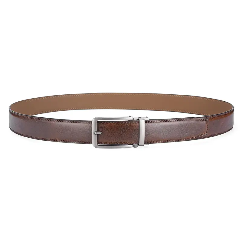 Men's Black Leather Belt with Silver Buckle 3.5" — feature 17