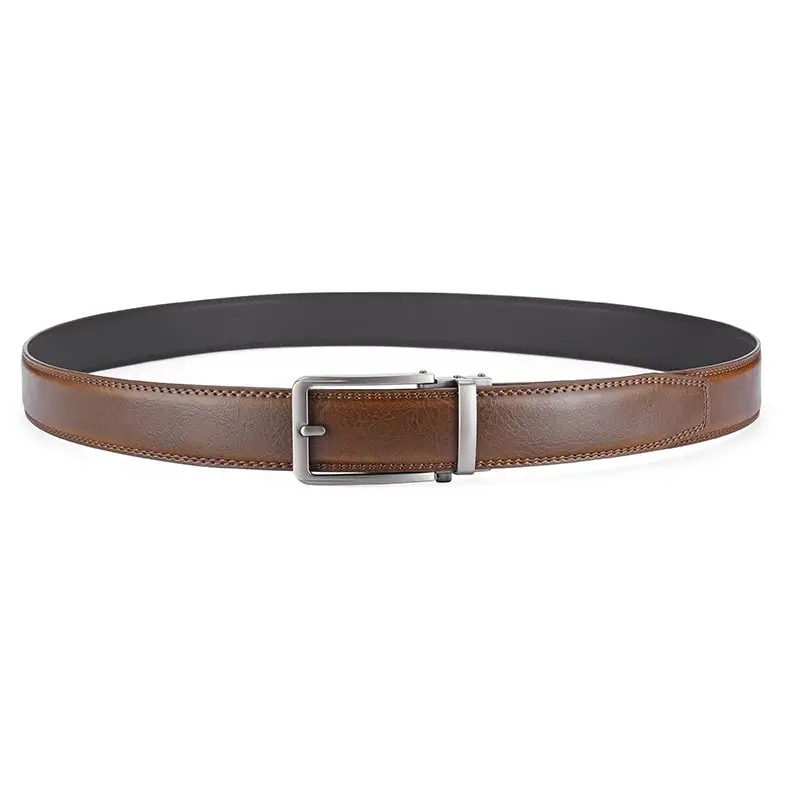 Men's Black Leather Belt with Silver Buckle 3.5" — feature 18