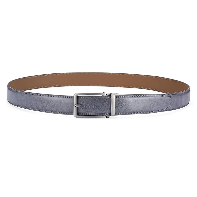 Men's Black Leather Belt with Silver Buckle 3.5" — feature 19