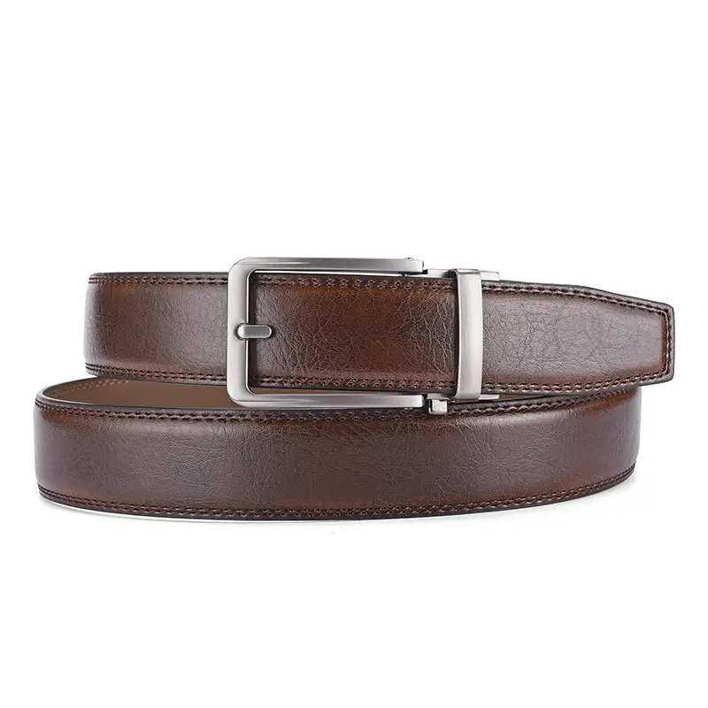 Men's Black Leather Belt with Silver Buckle 3.5" - Image 4