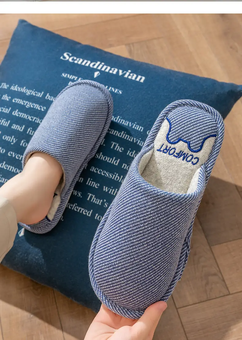 Four Seasons Linen Slippers Women's Winter Spring and Autumn Indoor Cotton Slippers Home Non-slip Couple Household Cotton Slippers Wholesale — feature 19